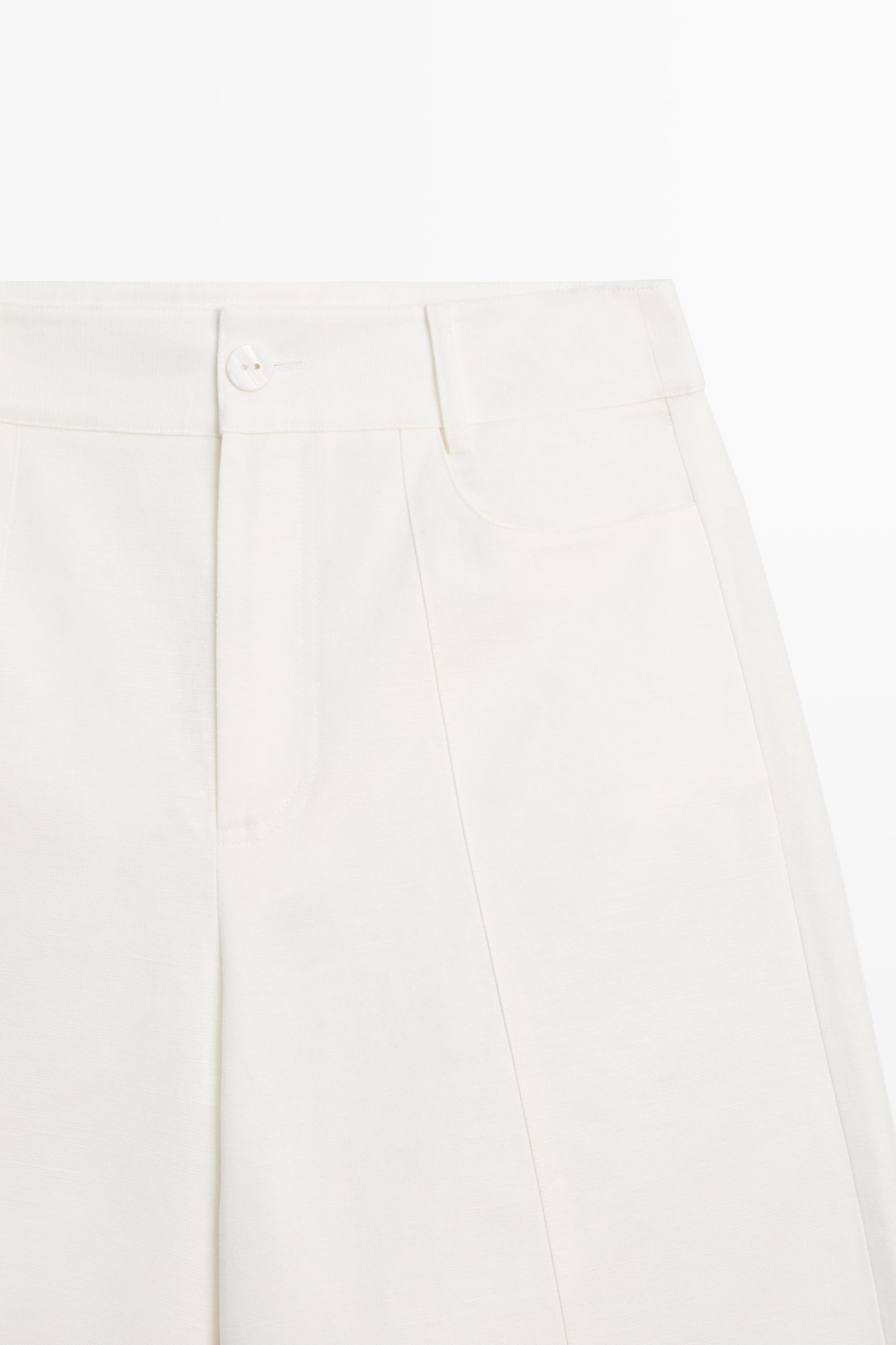 Cotton linen blend barrel fit pants